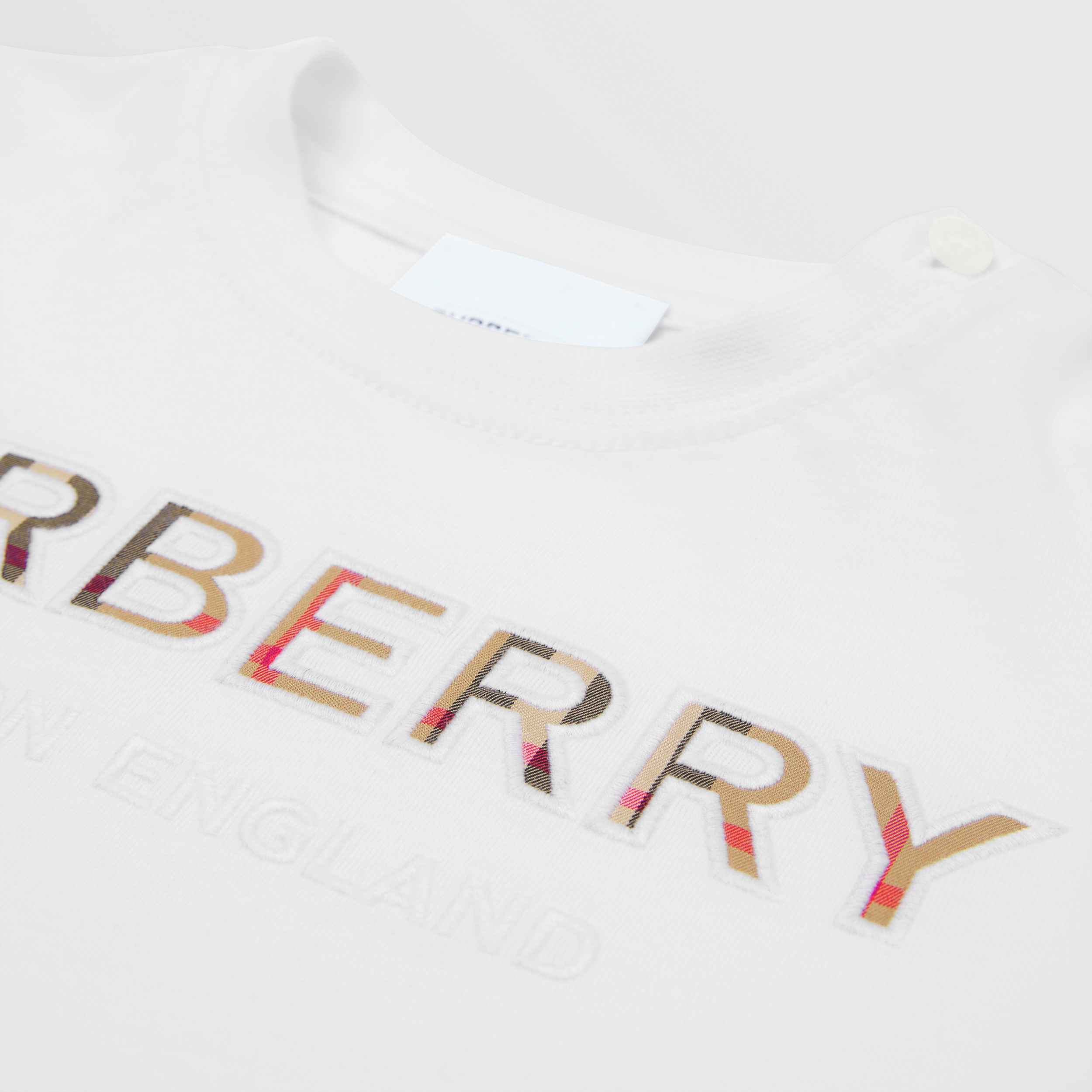 Embroidered Logo Cotton T-shirt in White - Children | Burberry® Official - 2