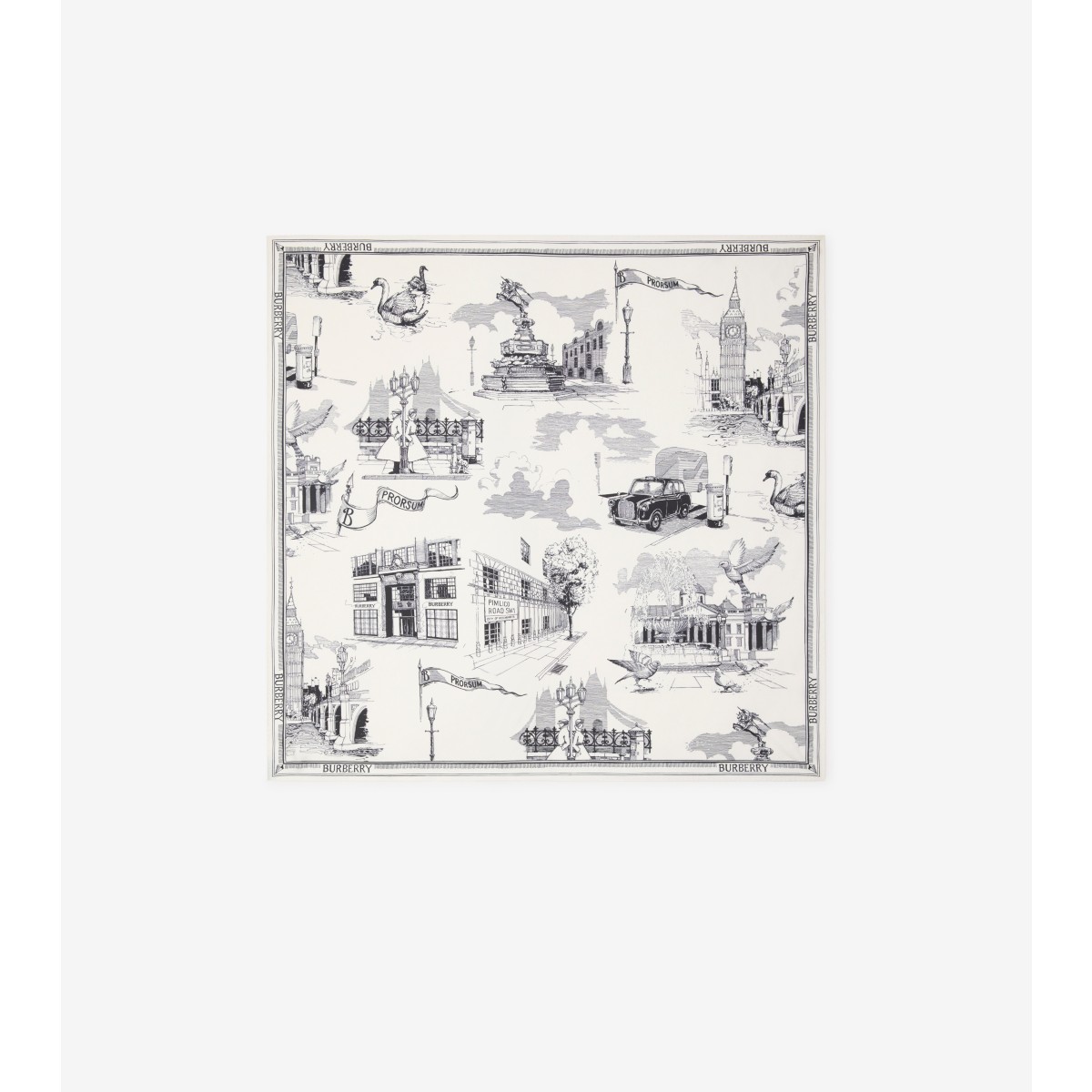 BURBERRY BURBERRY LONDON LANDMARKS SILK SCARF 