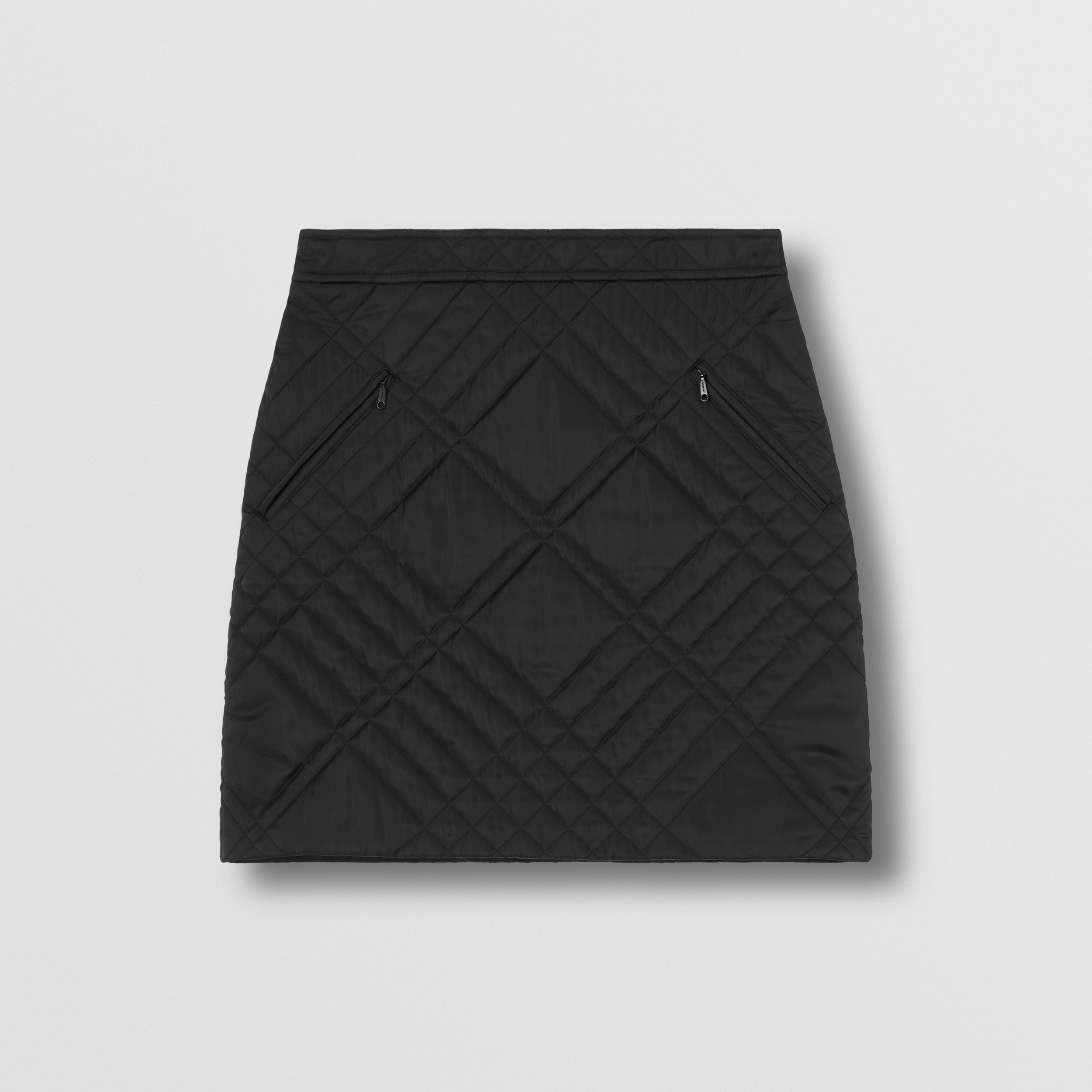Check Quilted Nylon Mini Skirt in Black - Women | Burberry® Official - 4