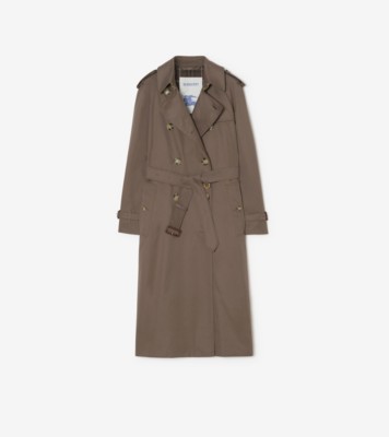 Long Tropical Gabardine Waterloo Trench Coat in Sepia brown - Women, Cotton | Burberry® Official