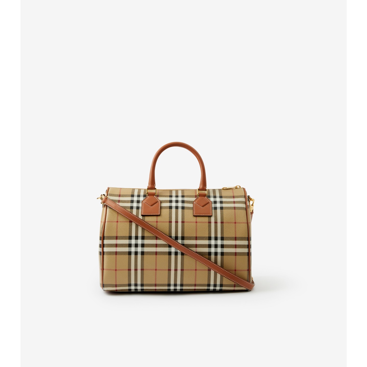 Medium Check Bowling Bag in Archive beige/briar brown - Women | Burberry® Official