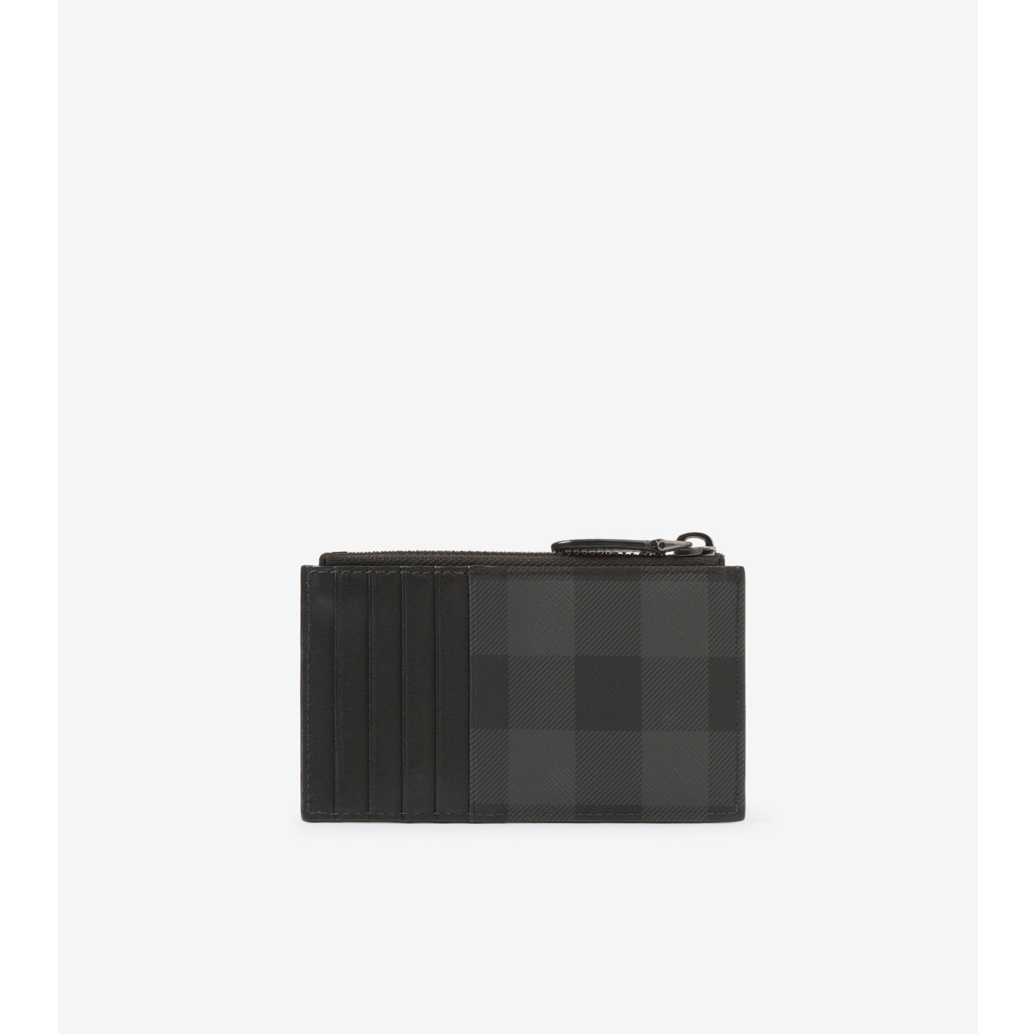 Shop Burberry Check and Leather Card Case Charcoal by CHARIOTLONDON