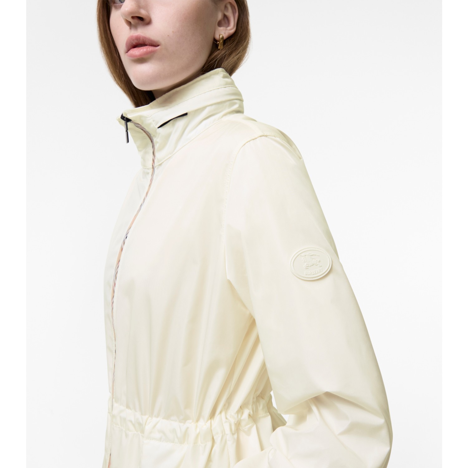 Short Checker-tape Nylon Parka in Seashell white - Women | Burberry® Official