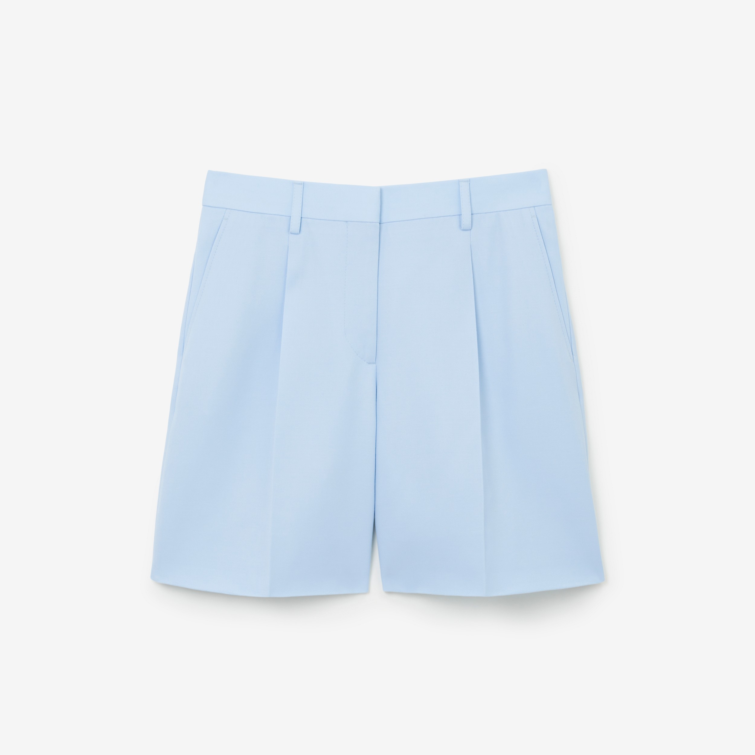 Petite Wool Tailored Shorts in Pale Blue - Women | Burberry® Official - 1