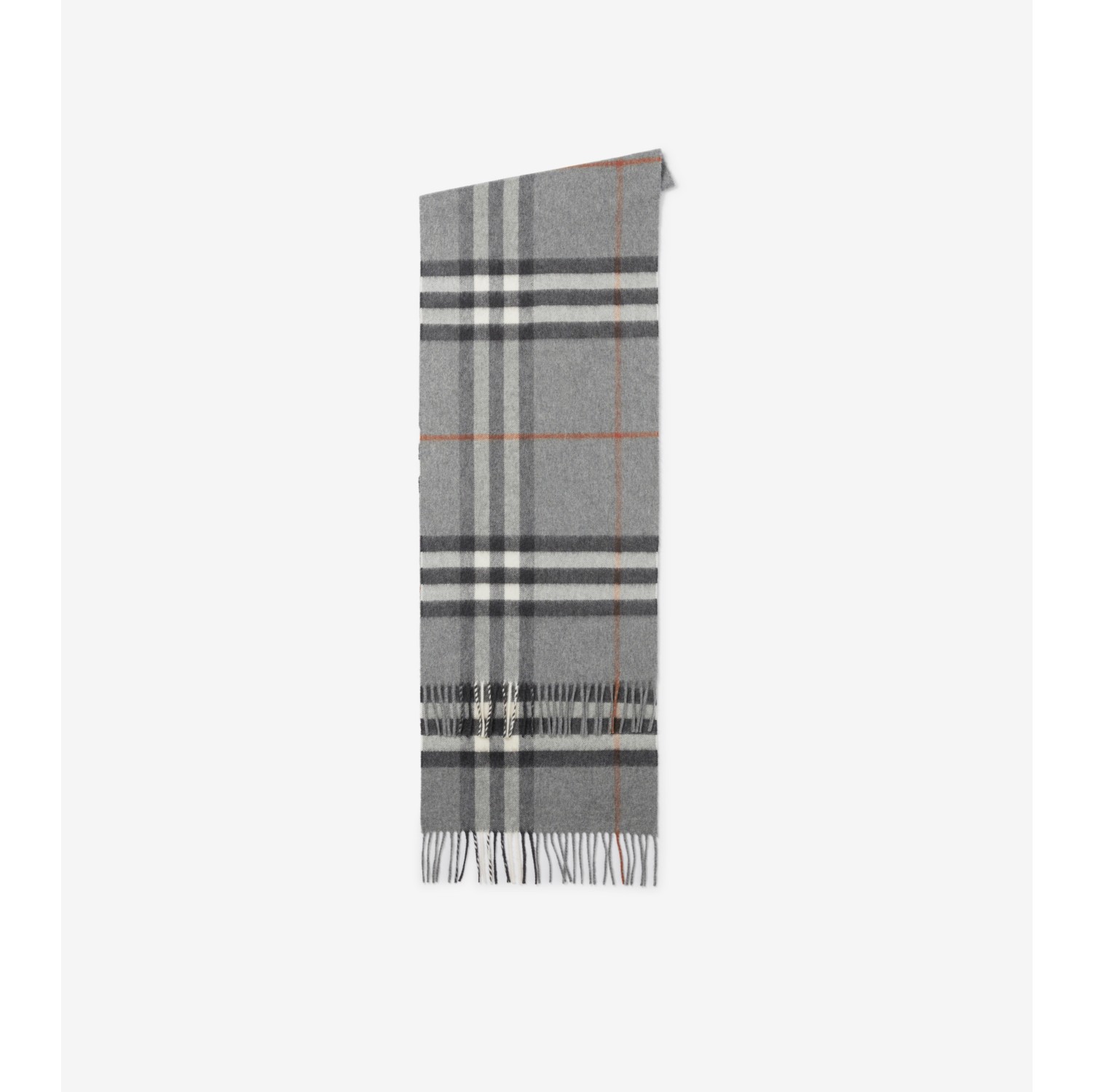 Burberry Cashmere Check and TB Monogram Scarf - Grey - One Size