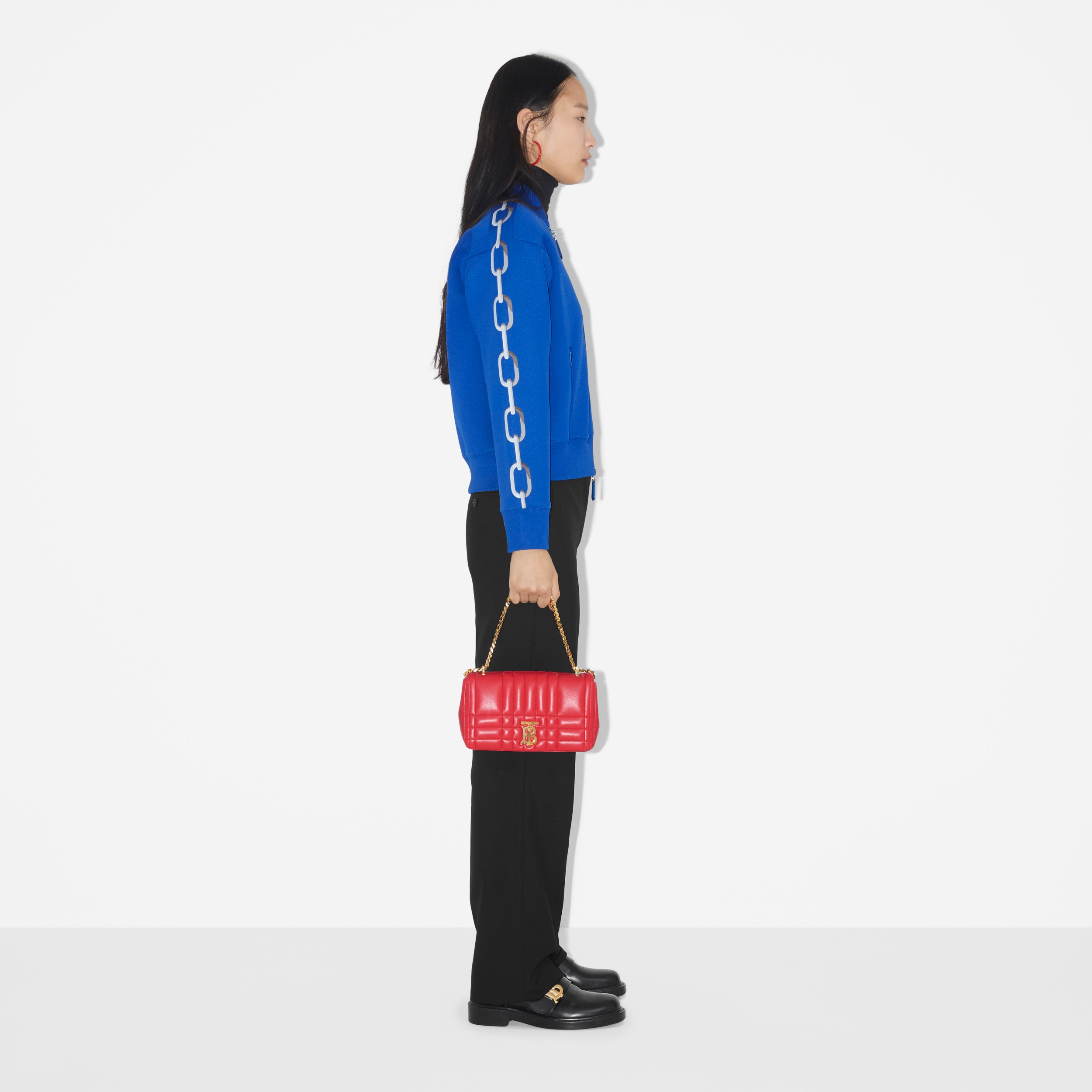 Chain Print Viscose Blend Bomber Jacket in True Cobalt - Women | Burberry® Official - 3