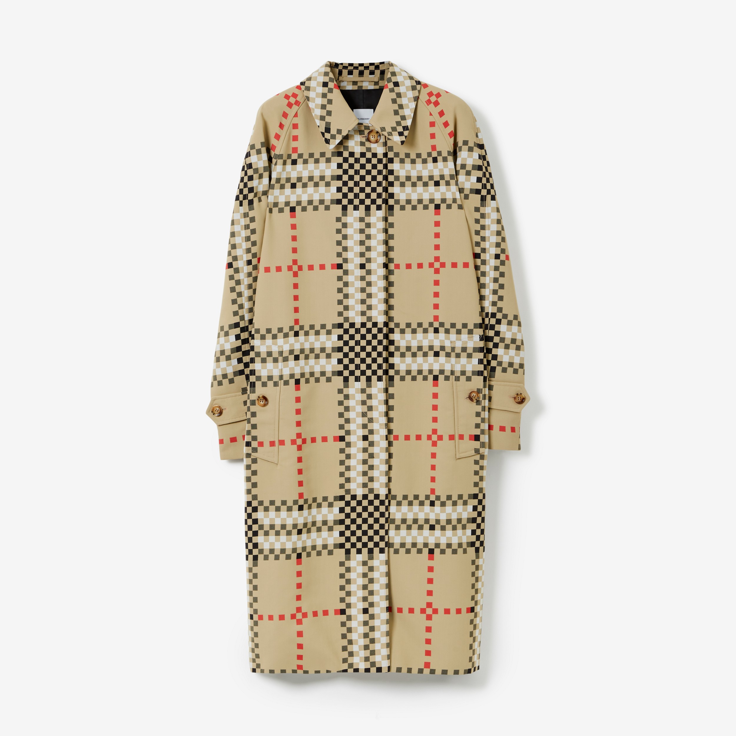 Car coat in nylon con Check pixelato (Beige Archivio) - Donna | Sito ufficiale Burberry® - 1