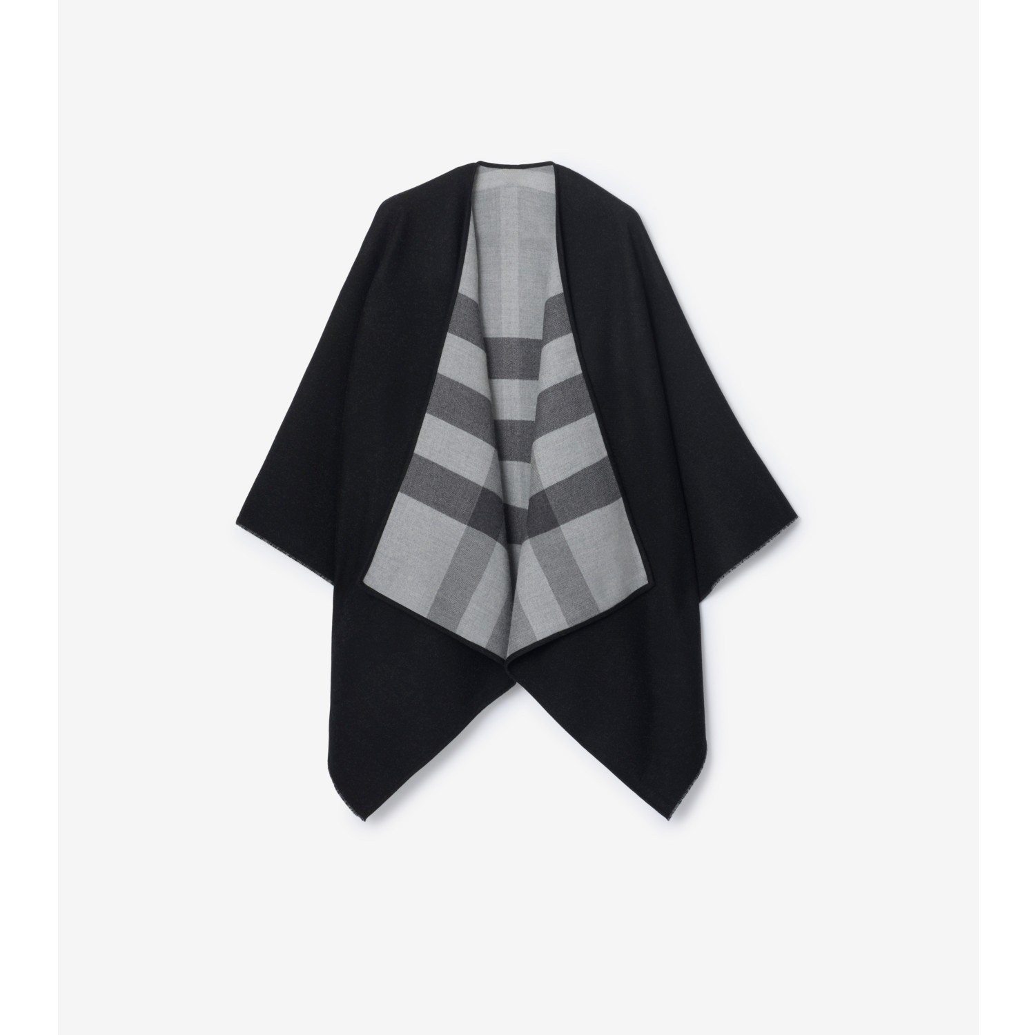 Reversible Check Wool Cape in Charcoal grey | Burberry® Official
