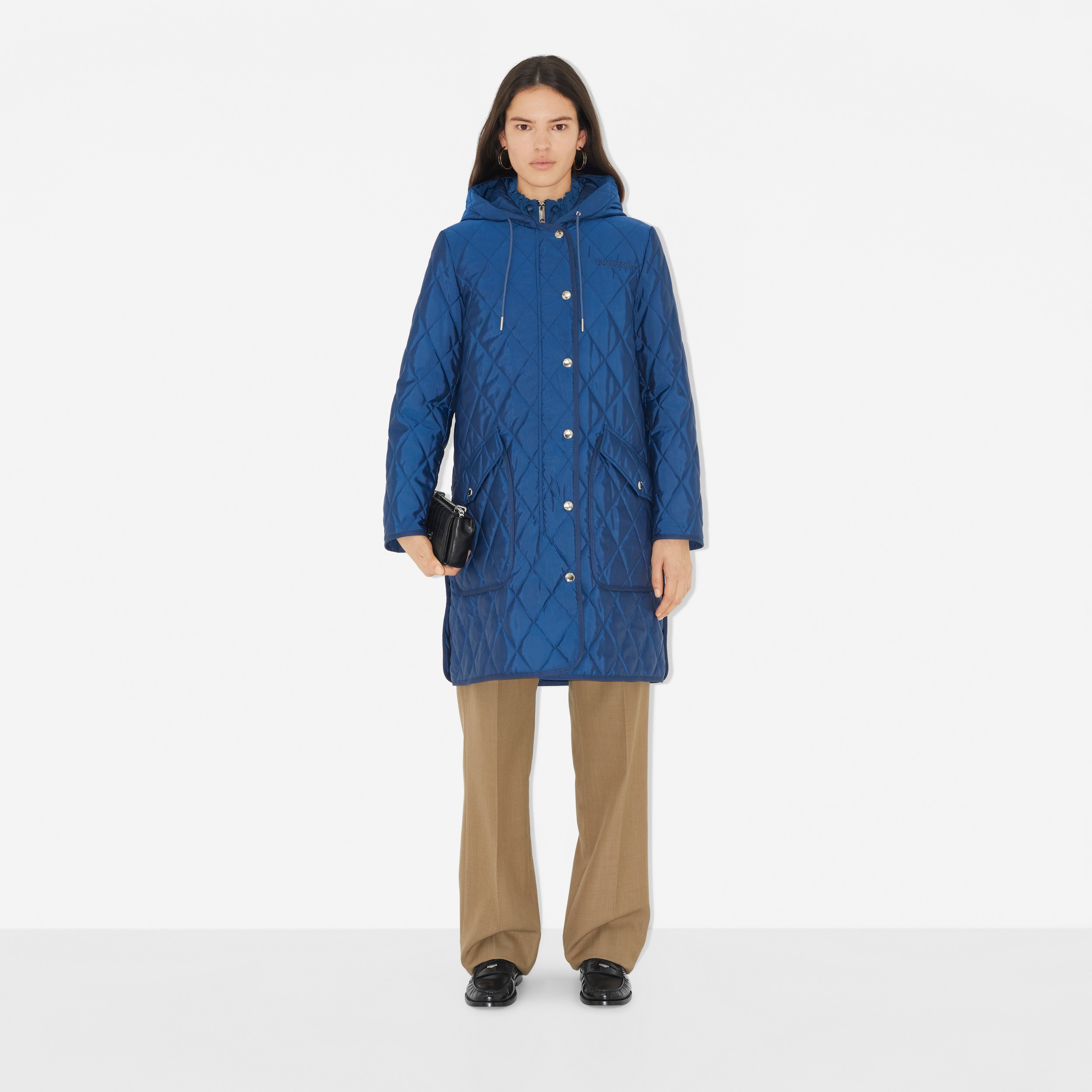 Diamond Quilted Nylon Hooded Coat in Rich Navy - Women | Burberry® Official - 2