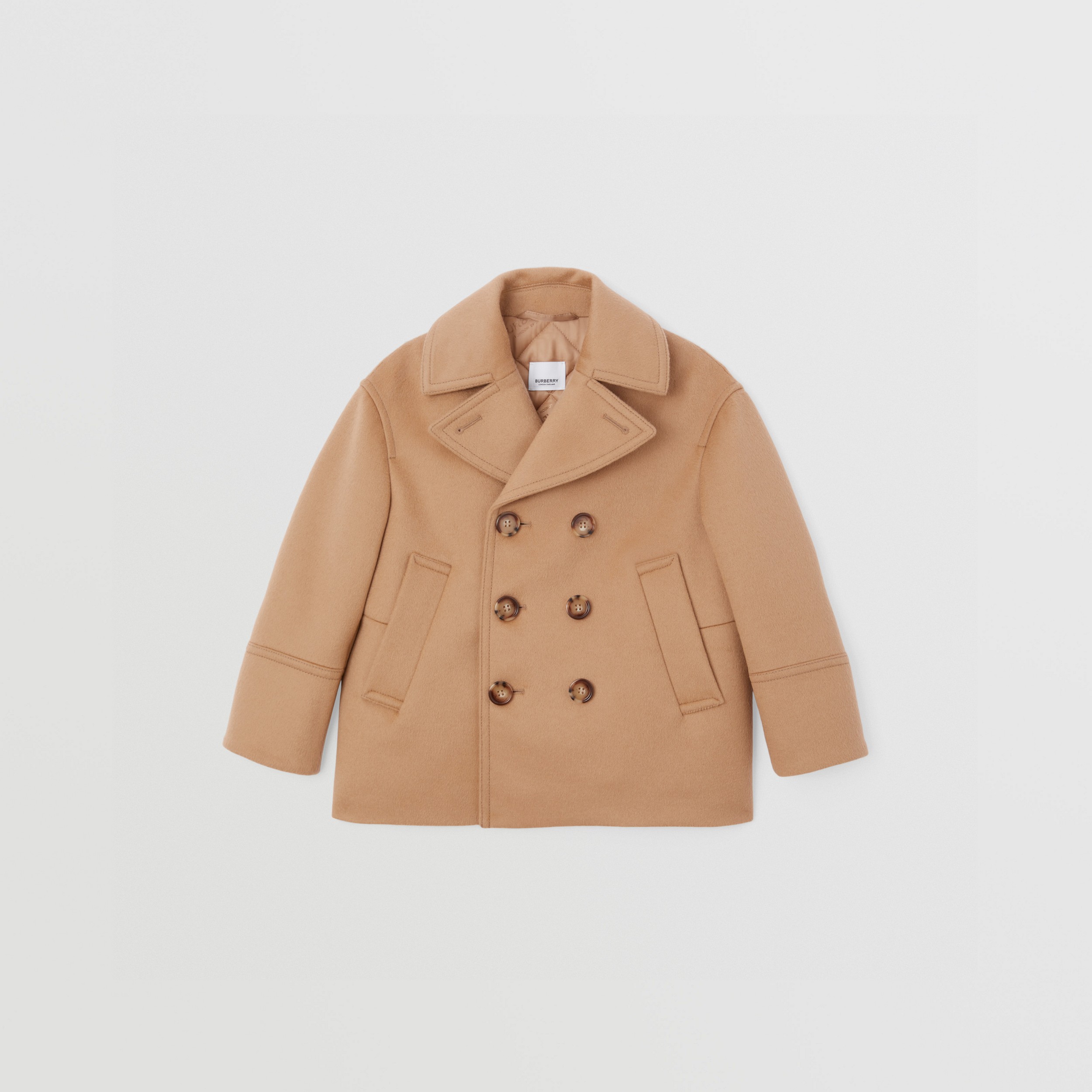 Wool Cashmere Pea Coat in Camel | Burberry® Official - 1