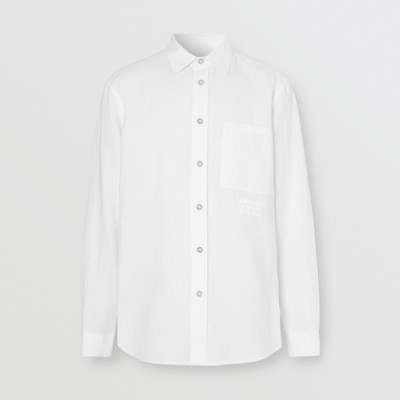 white burberry button up shirt