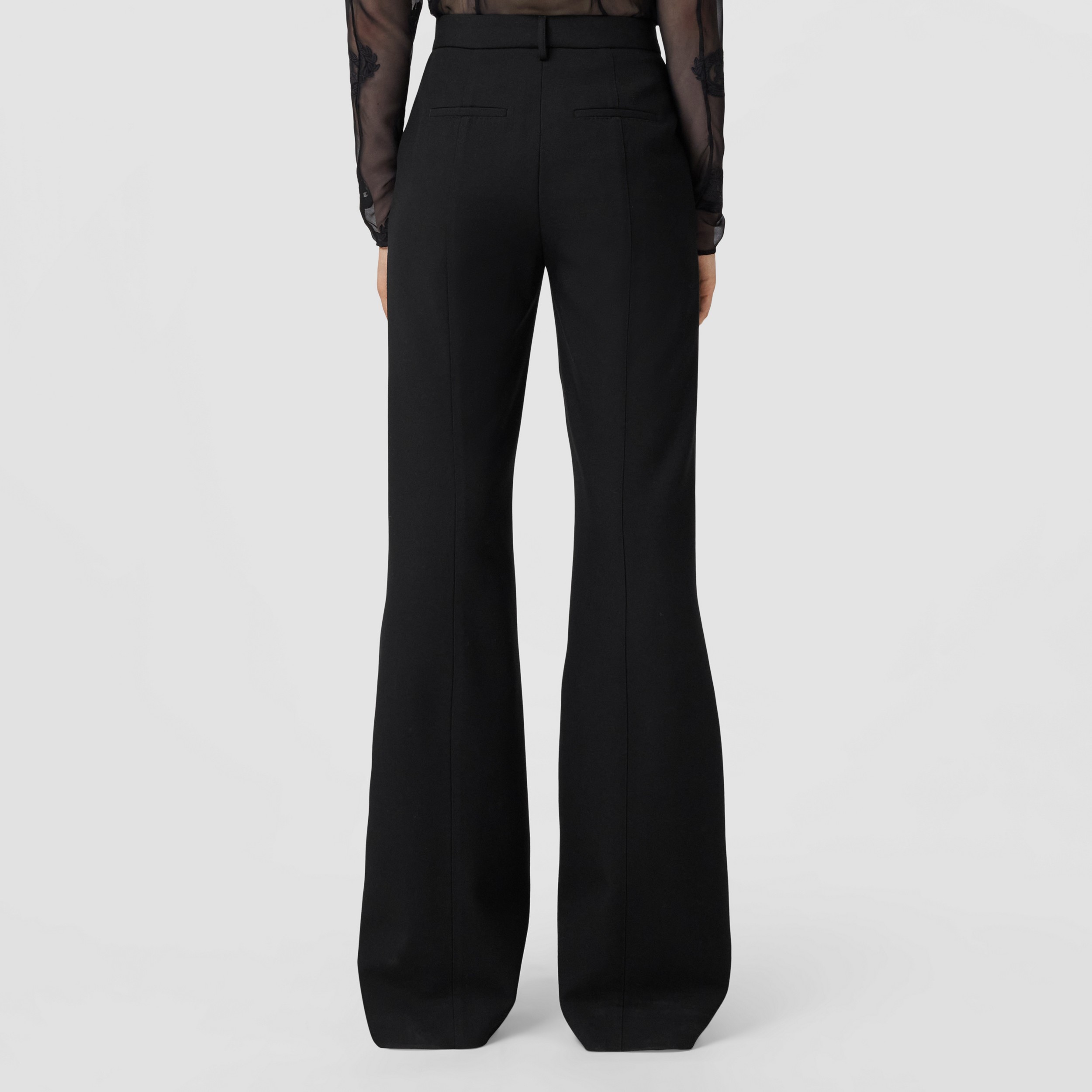 Custom Fit Embroidered Logo Wool Tailored Trousers in Black - Women | Burberry® Official - 2