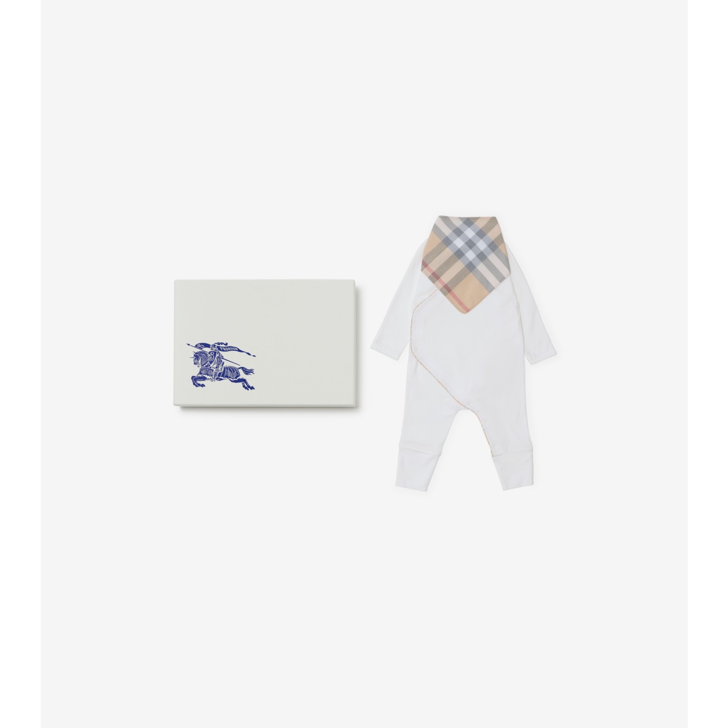 Cotton Two piece Baby Gift Set in White Children Burberry Official