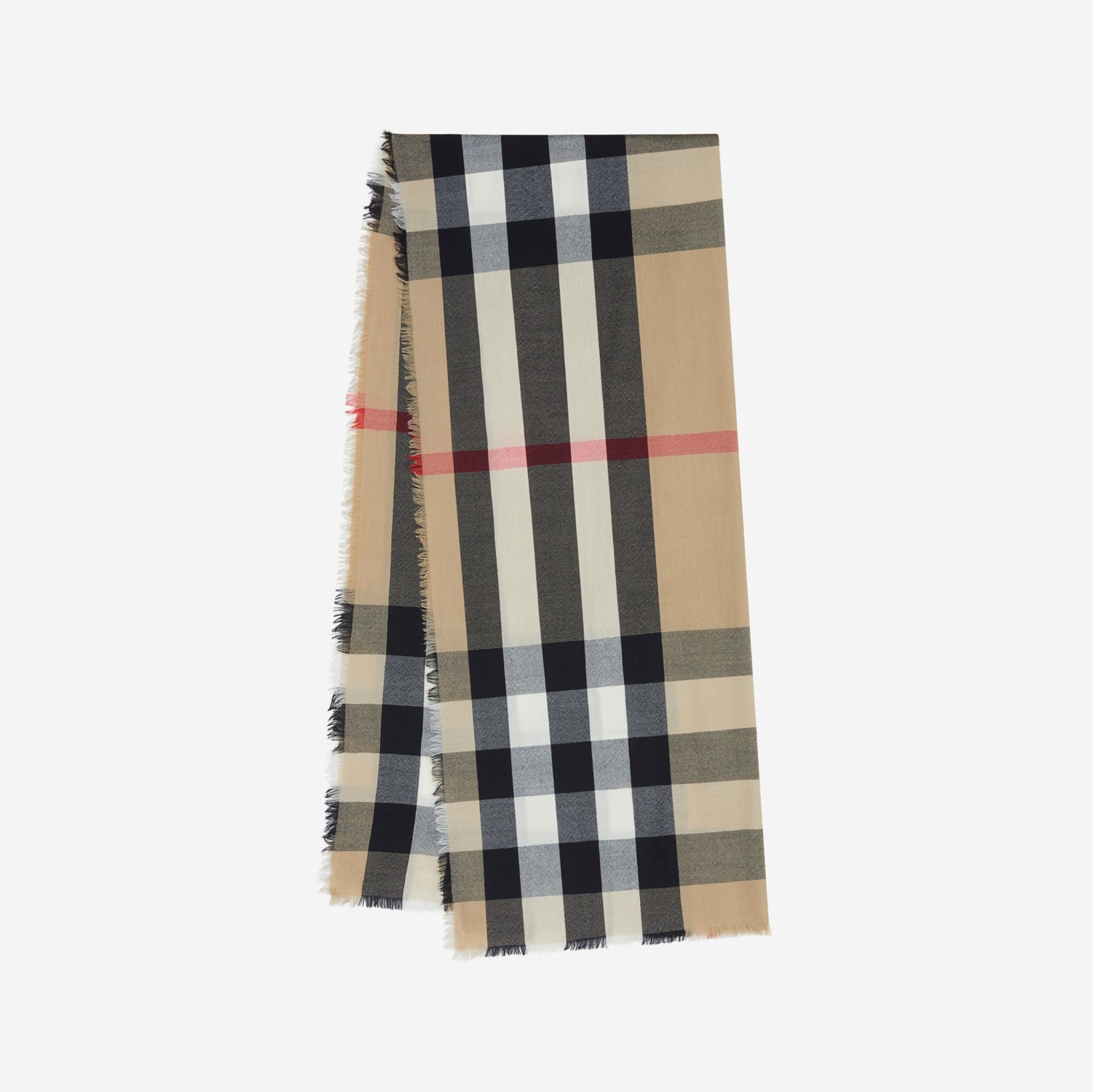 轻盈格纹羊绒围巾 (典藏米色) | Burberry® 博柏利官网
