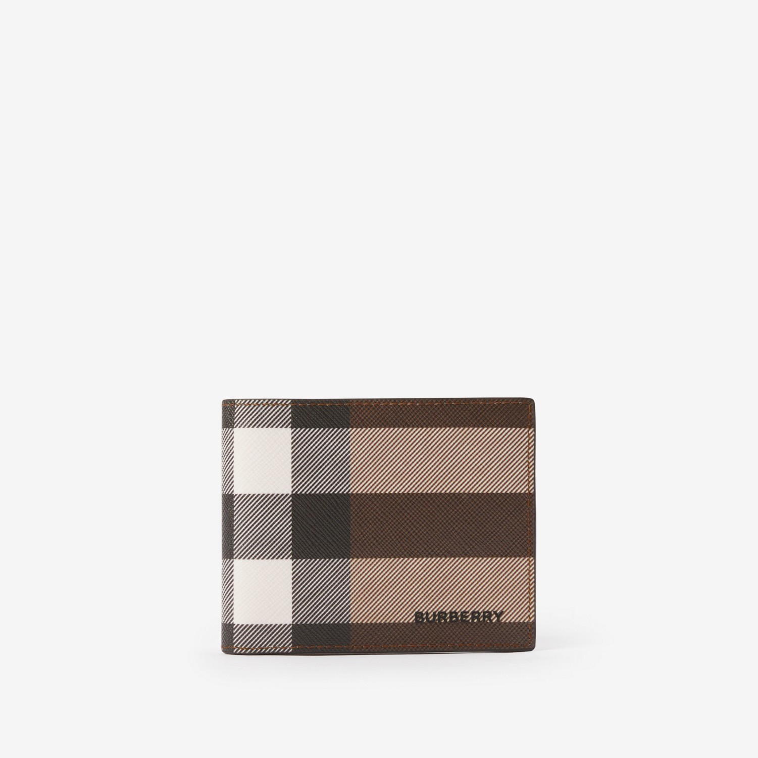 Check and Leather Slim Bifold Wallet in Dark Birch Brown - Men | Burberry® Official