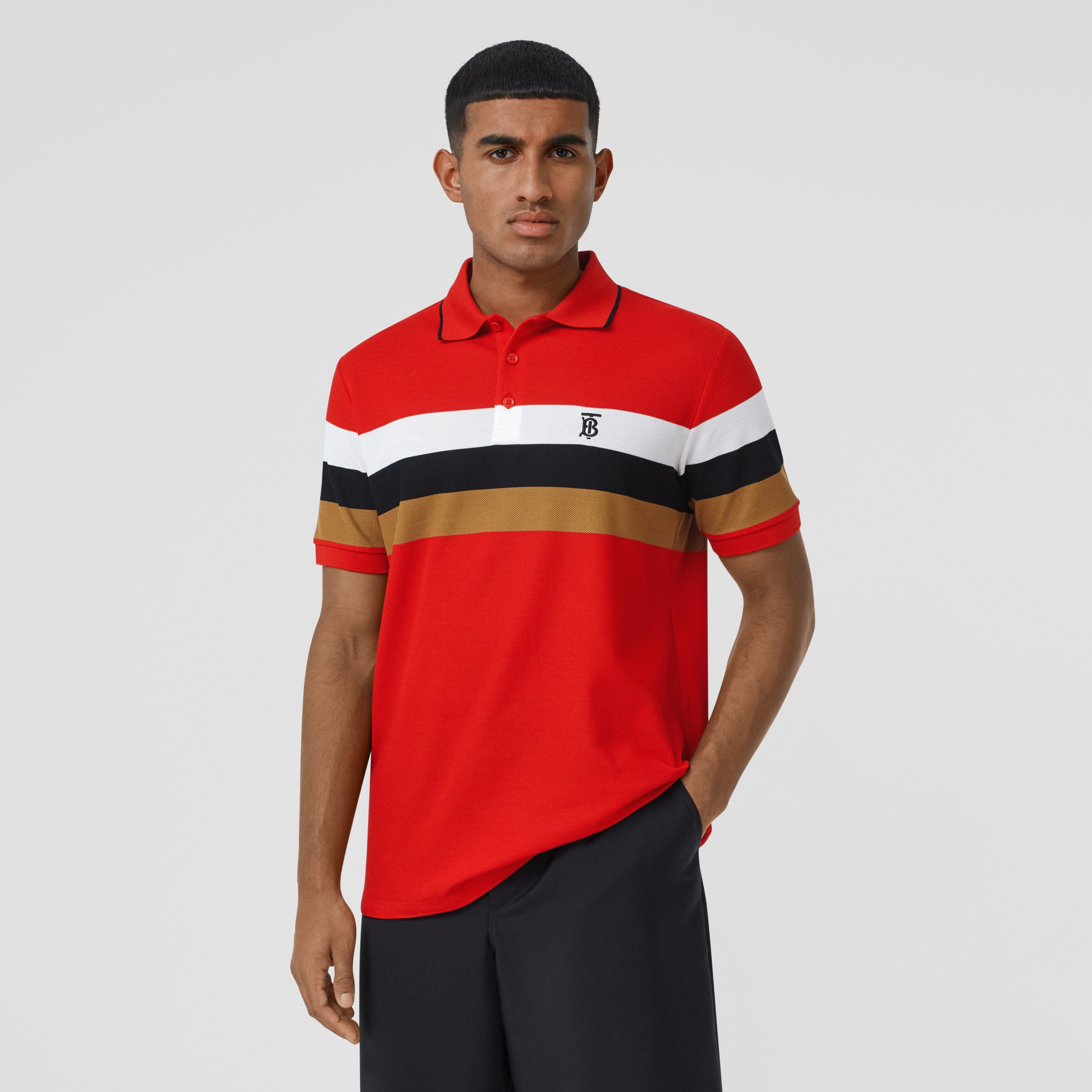 striped cotton polo shirt