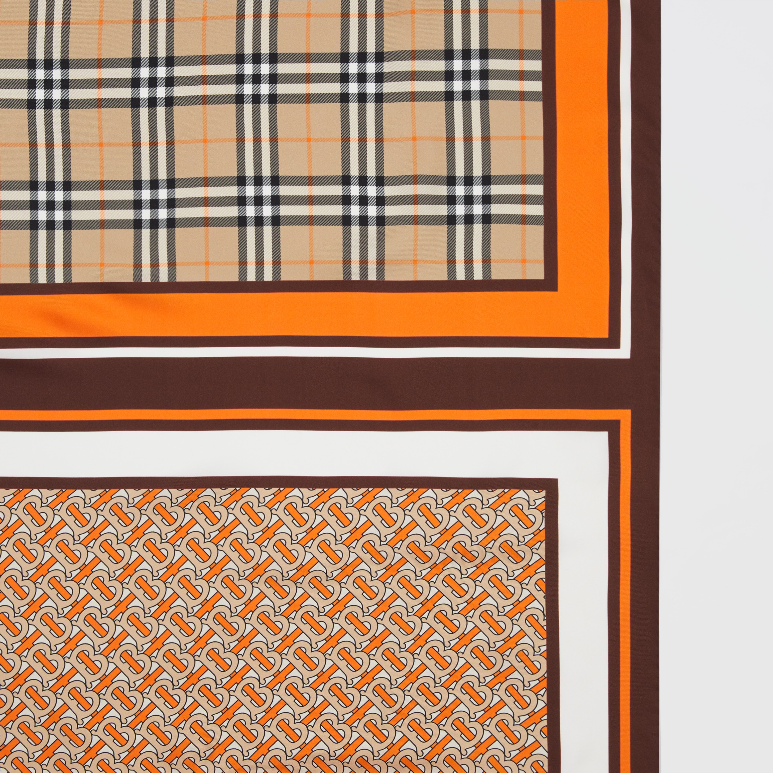 Monogram Print Silk Scarf in Bright Orange Burberry® Official
