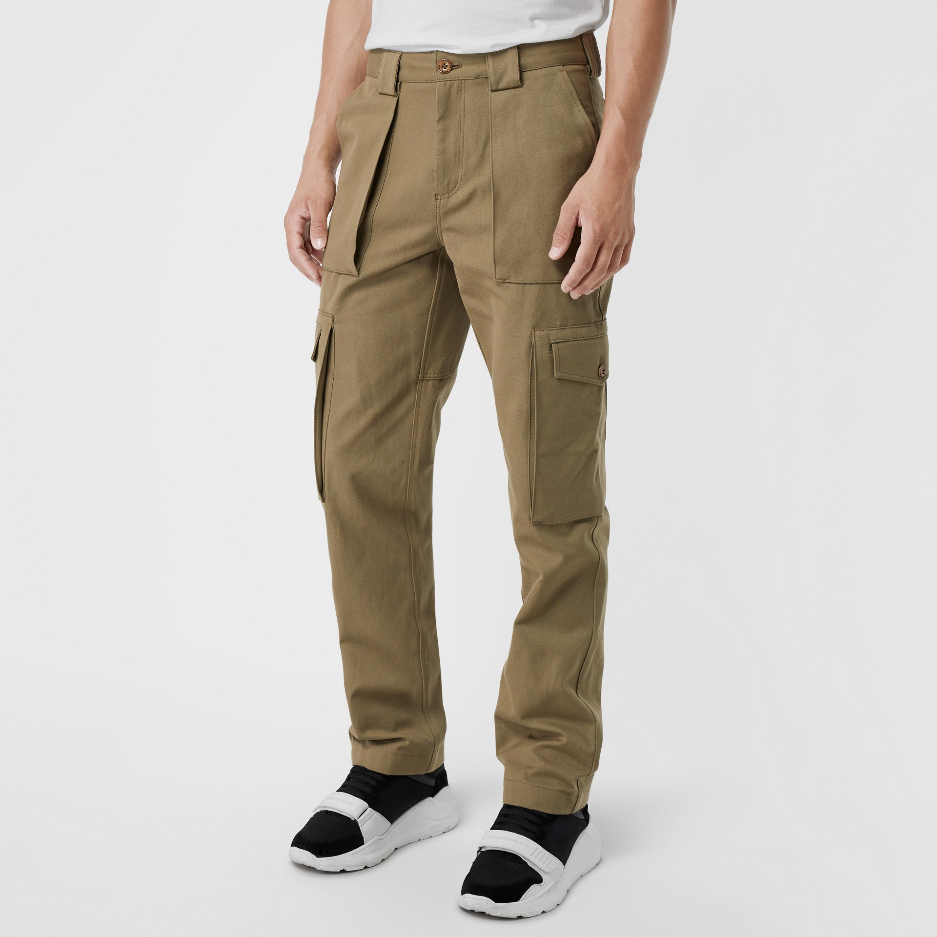 Technical Cotton Twill Cargo Trousers in Khaki - Men | Burberry United States