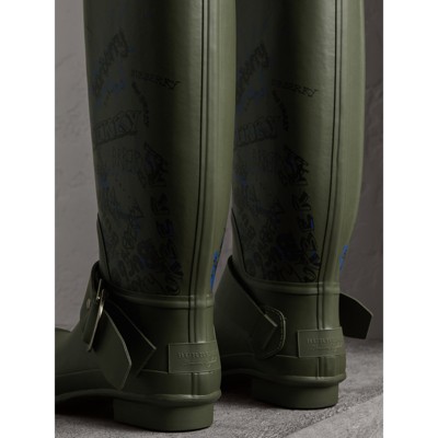 burberry rain boots green