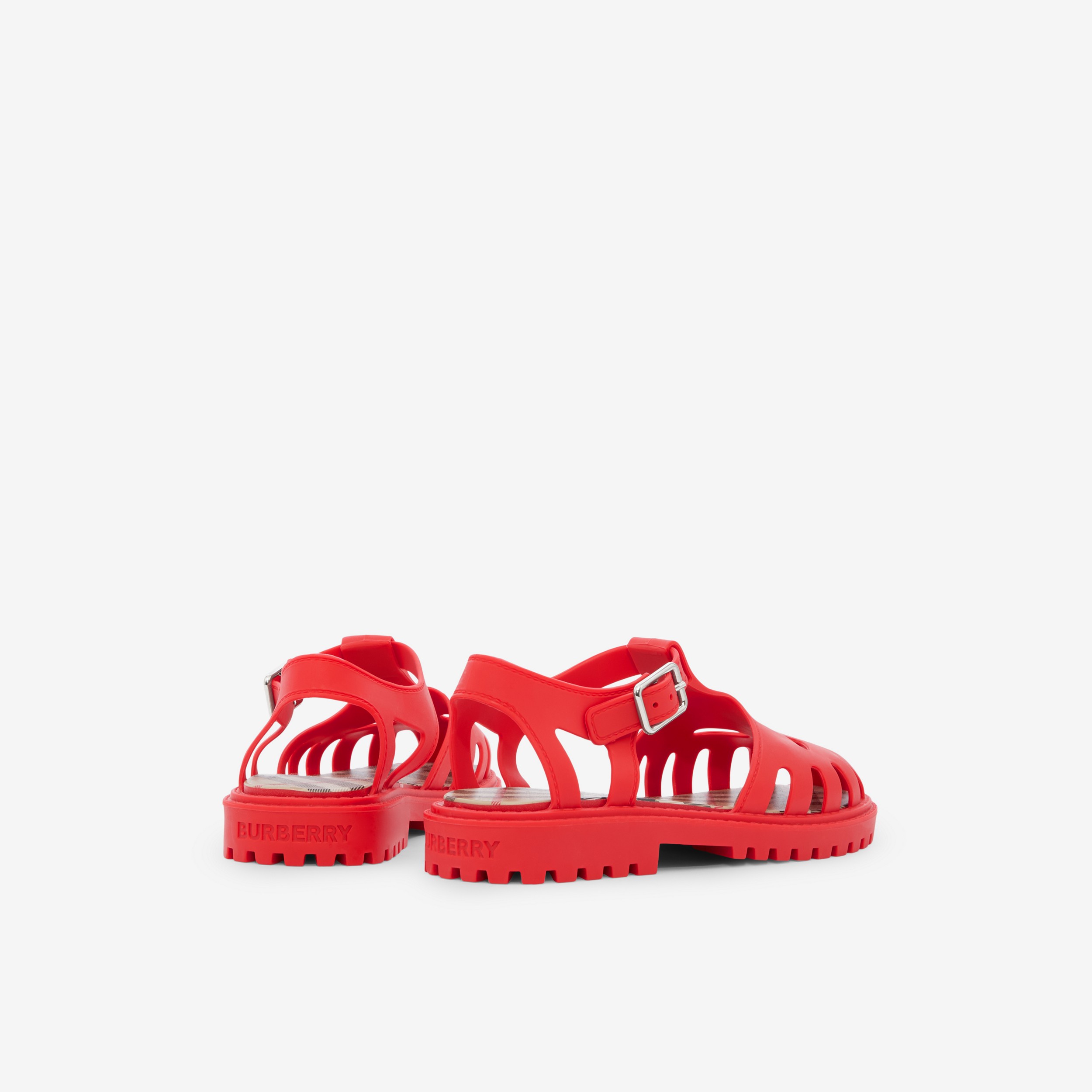 Sandales en caoutchouc à doublure Vintage Check (Rouge Vif) - Enfant | Site officiel Burberry® - 3