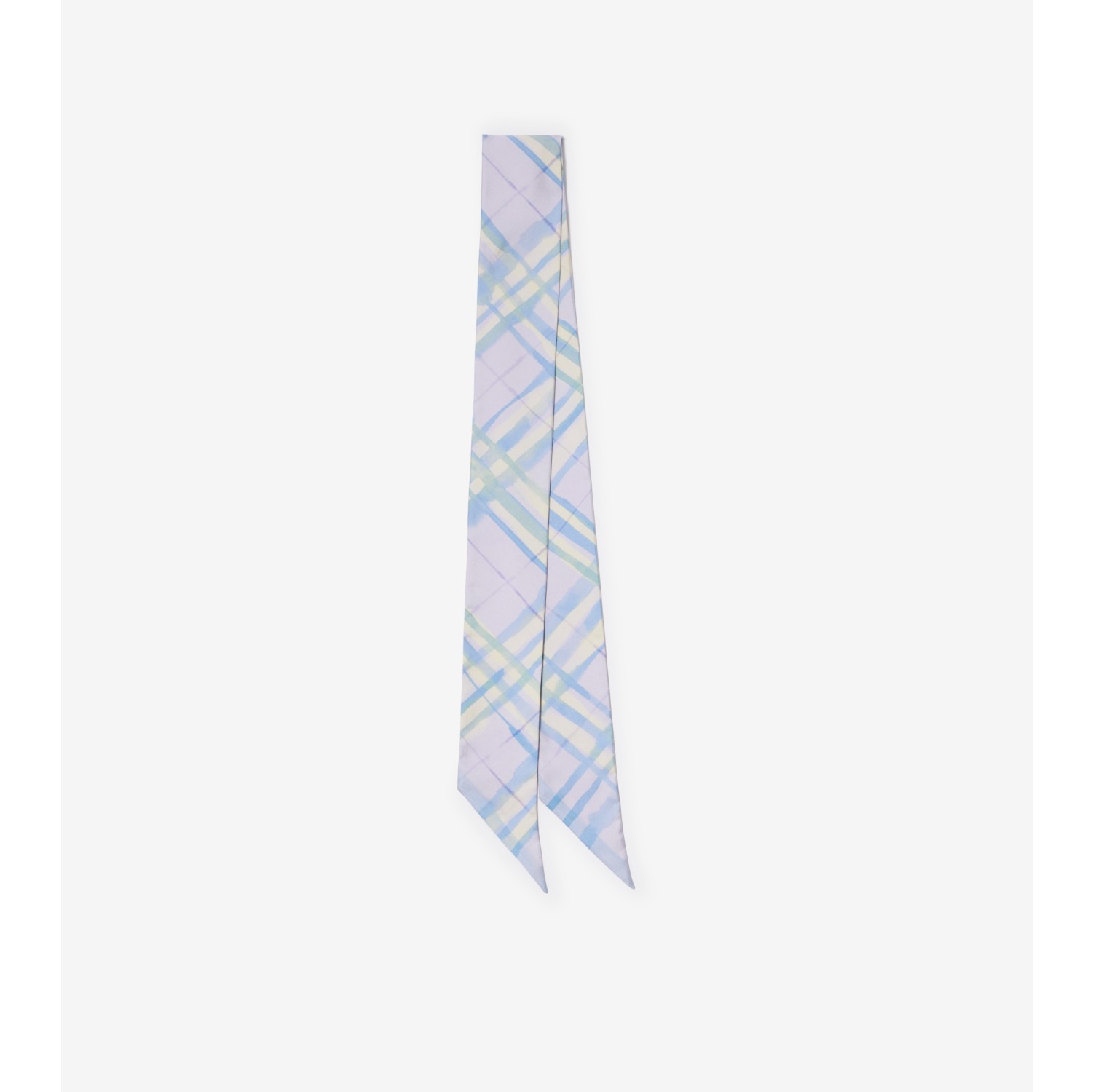Skinny Watercolour Check Silk Scarf