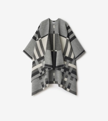 Mantella in lana Check​ a blocchi di colore (Chalk) | Sito