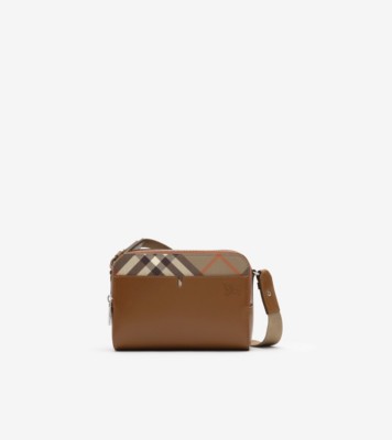 Pop Check Crossbody Bag in Finch brown/hazel brown - Men, Leather