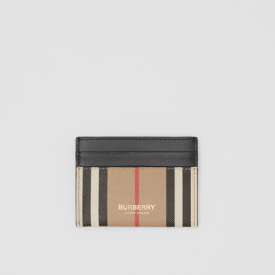 버버리 카드 지갑 Burberry Icon Stripe E-canvas and Leather Card Case