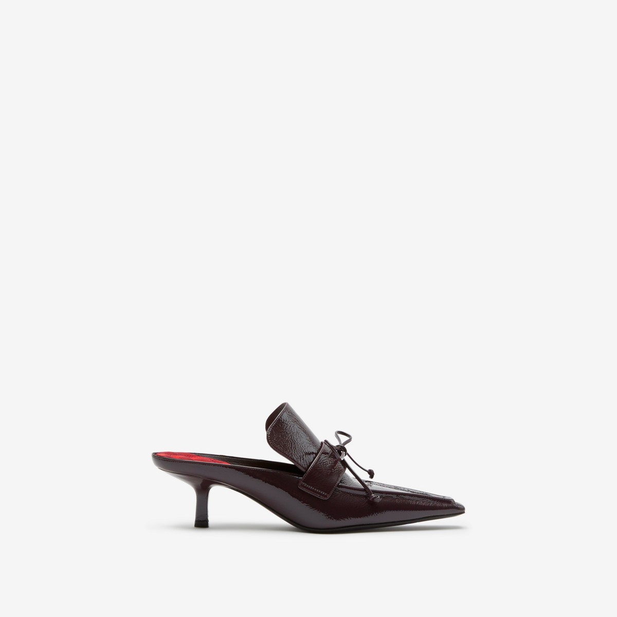 Burberry Storm Leather Mules In Aubergine
