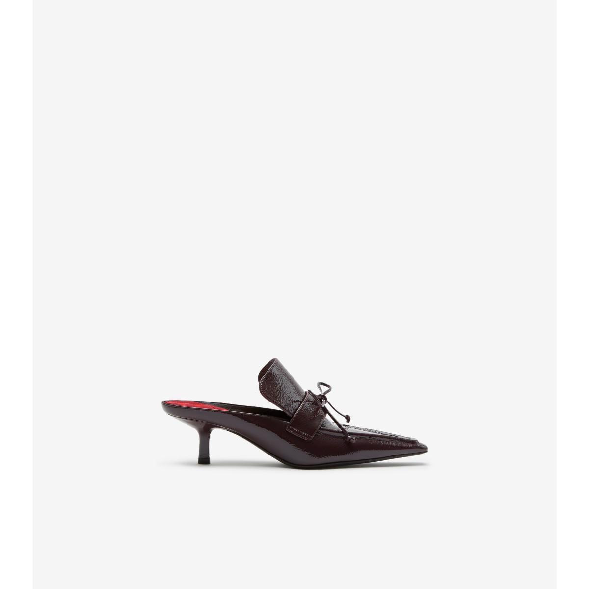 Shop Burberry Leather Storm Mules In Aubergine