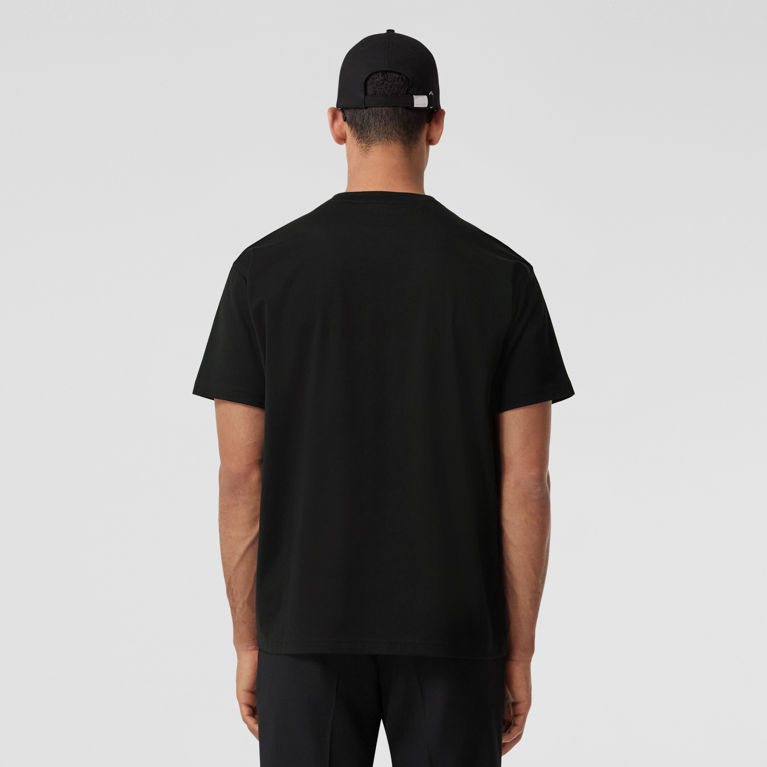 Label Appliqué Cotton Oversized T-shirt in Black | Burberry® Official - 3