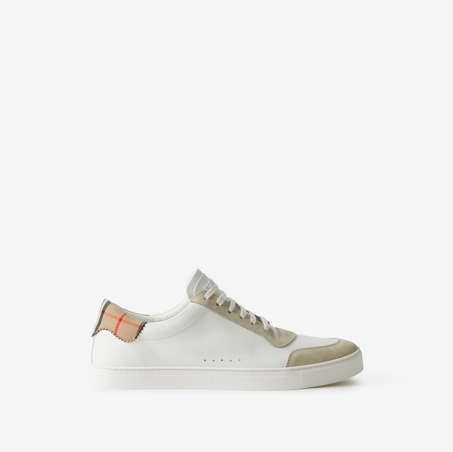 Sneakers en cuir, cuir velours et coton Check (Blanc Neutre) - Homme | Site officiel Burberry®