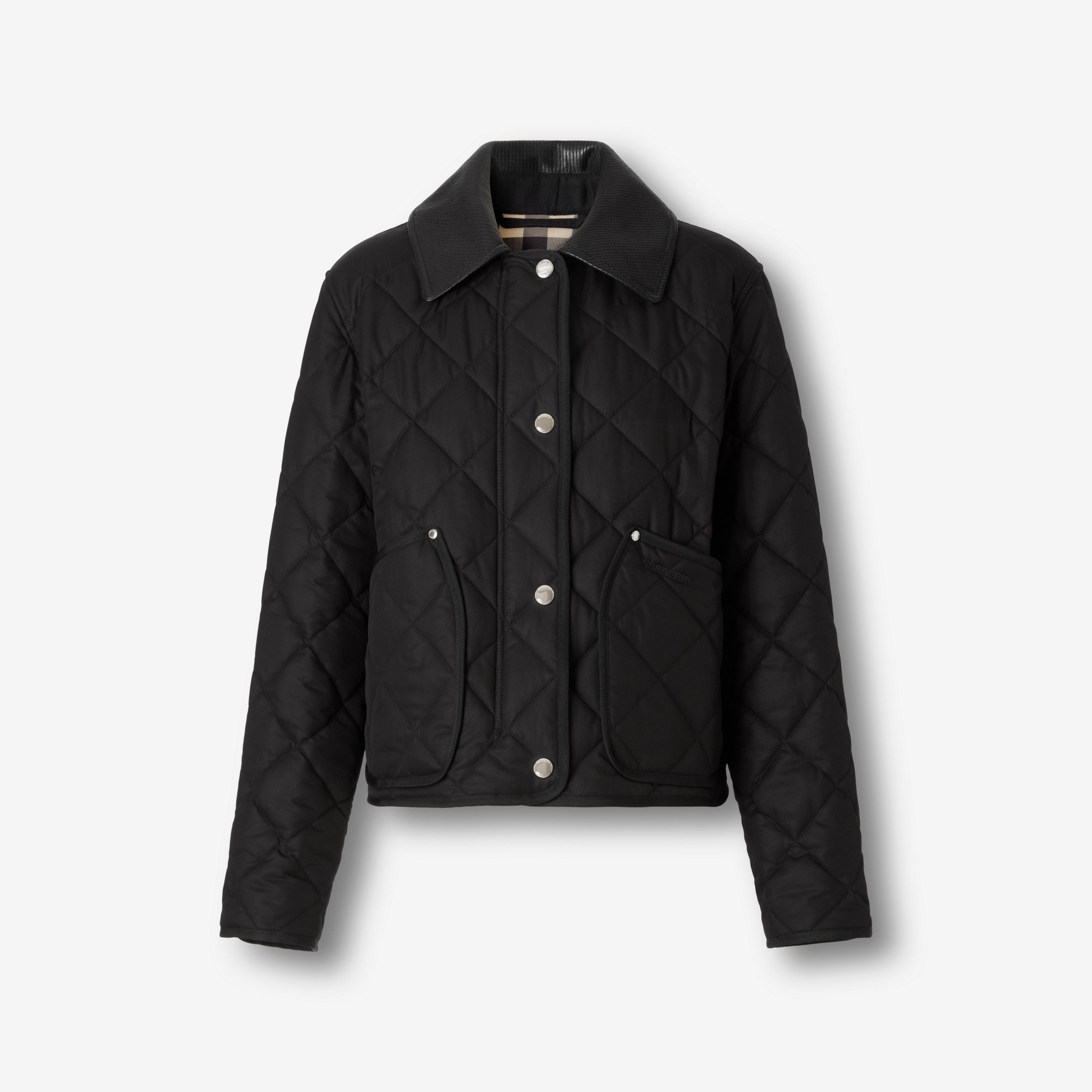 Cotton Gabardine Diamond Quilted Jacket in Black - Women | Burberry® Official - 1