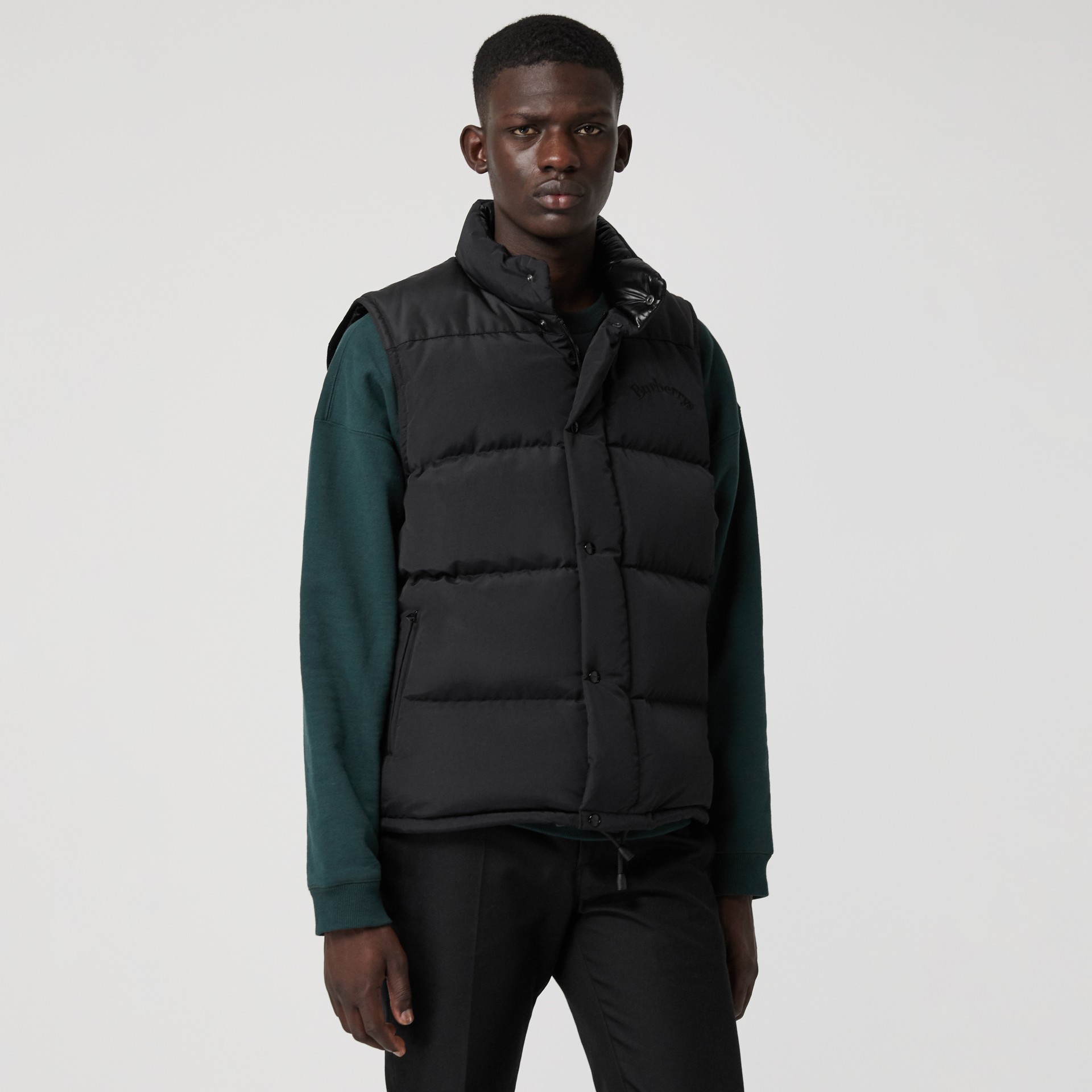 Detachable-sleeve Down-filled Puffer Jacket in Black - Men | Burberry ...