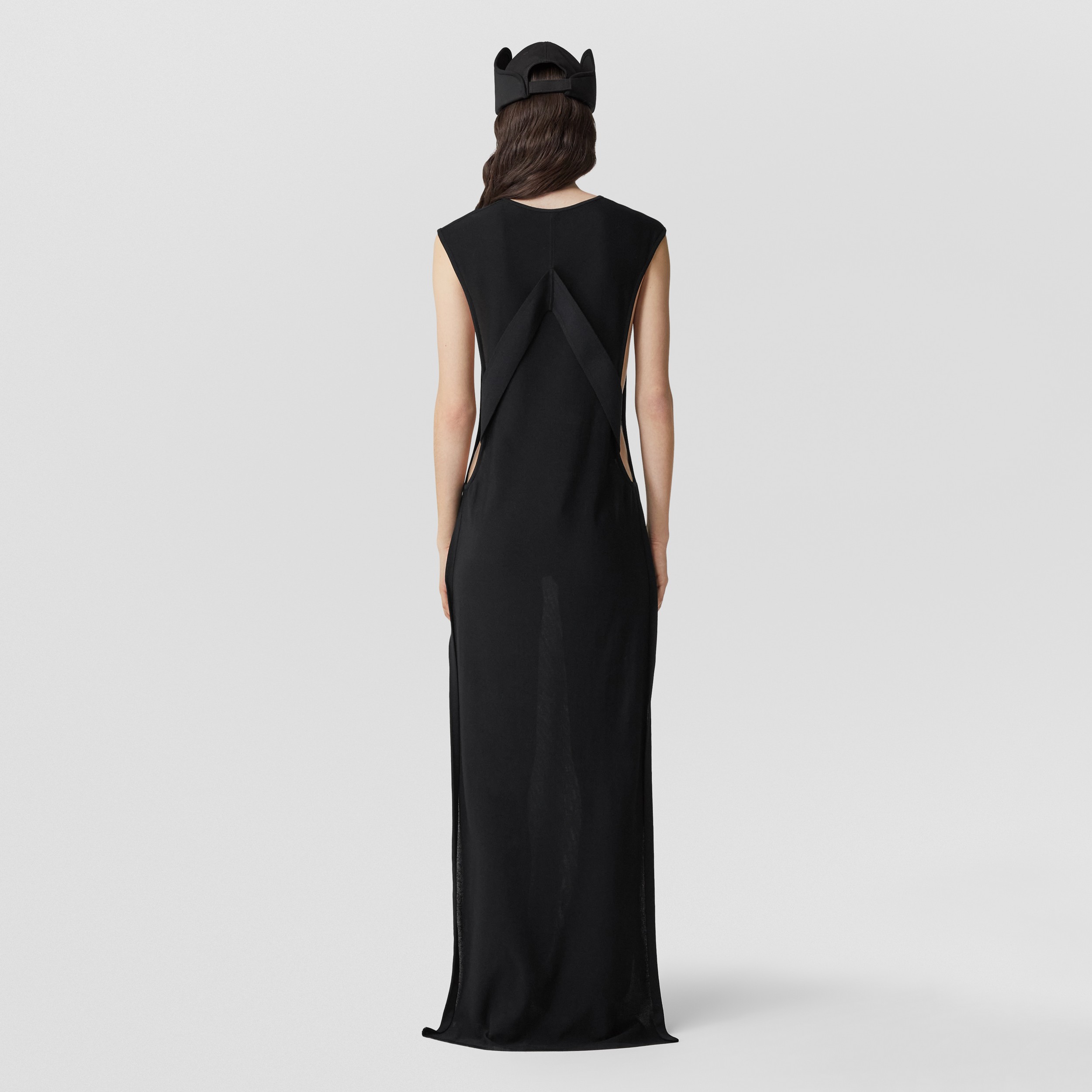 Geometric Detail Stretch Jersey Dress in Black - Women | Burberry® Official - 3
