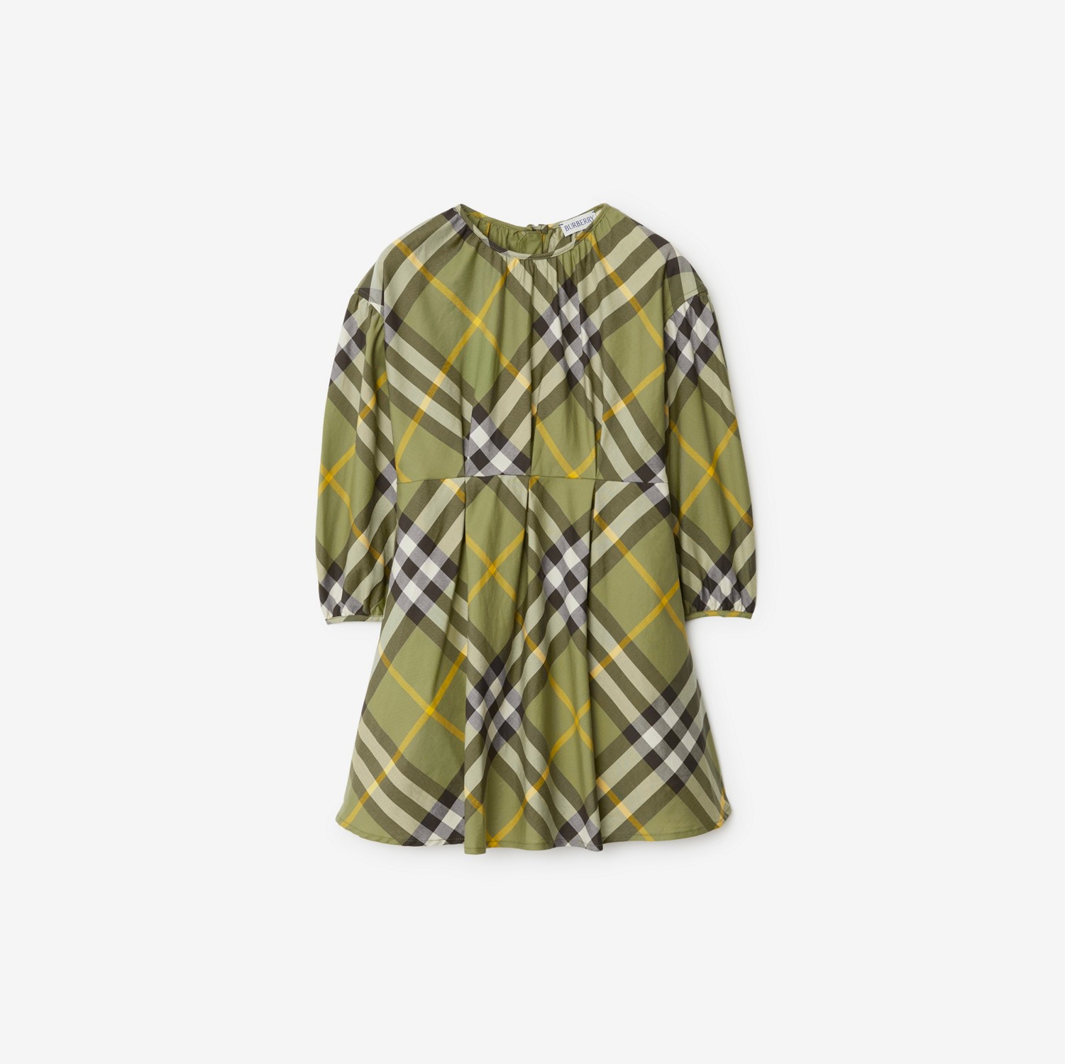 Pleated Check Cotton Dress
