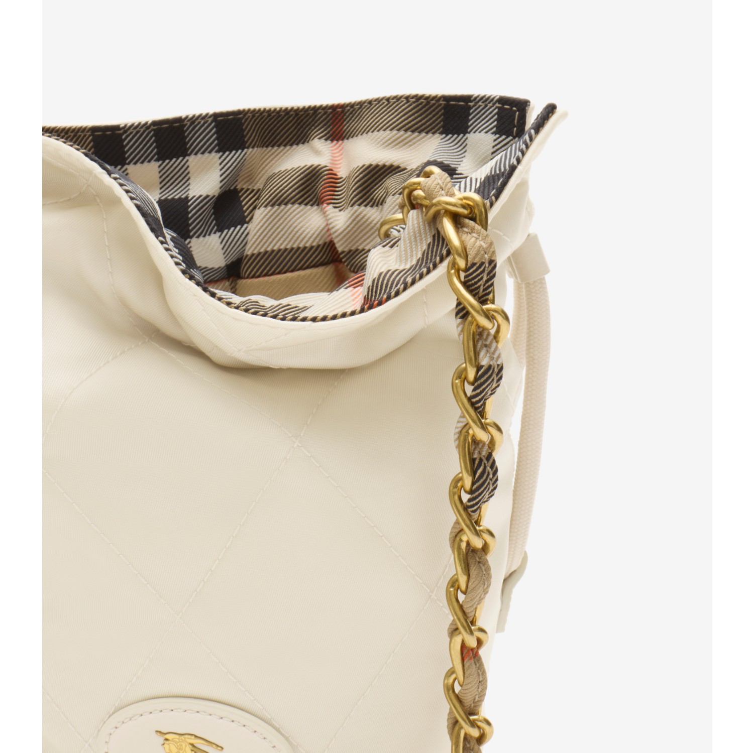 Reversible Horseshoe Chain Pouch in Soap beige/sand beige - Women, Nylon | Burberry® Official