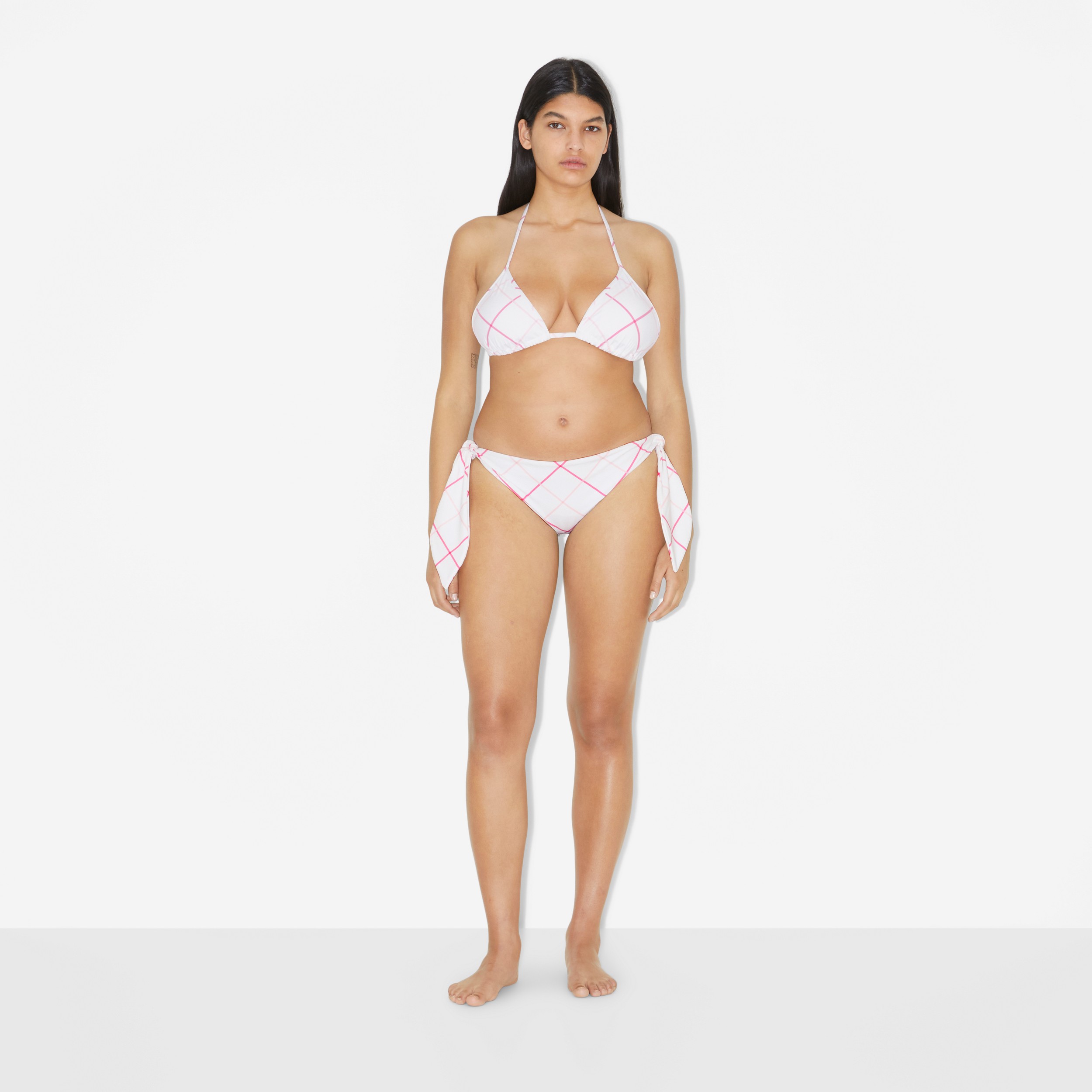 Bikini de triángulo en nailon elástico Check (Chicle) - Mujer | Burberry® oficial - 2