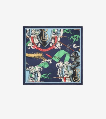 新作☆【BURBERRY】「騎士の鎧」スカーフ エッチドナイト シルクスカーフ (ナイトブラック) | Burberry