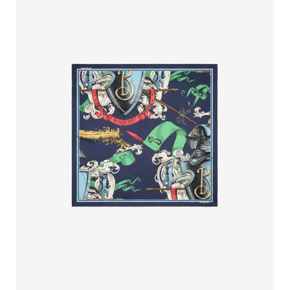 Burberry Etched Knight Silk Scarf In Blue