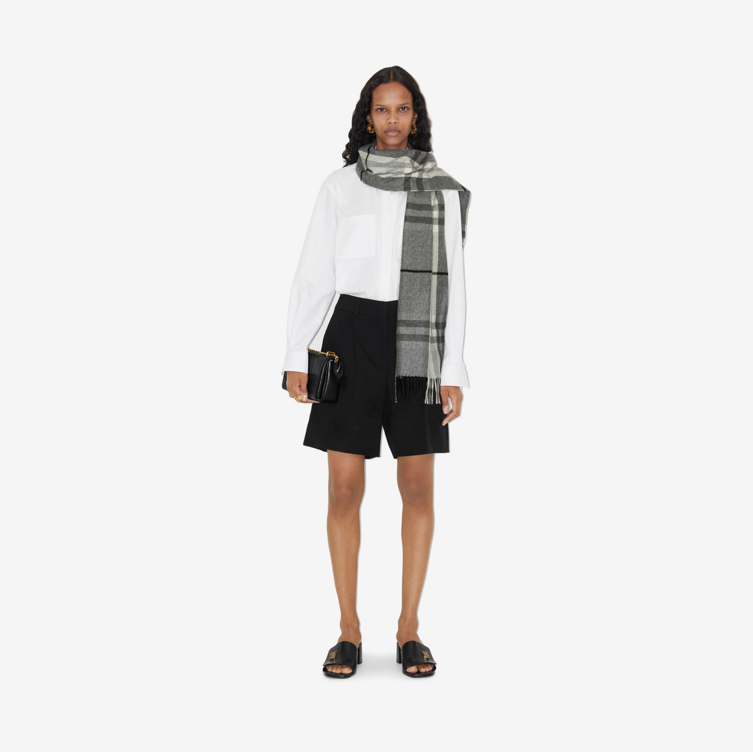The Burberry Check Cashmere Scarf in Shale Grey | Burberry® Official