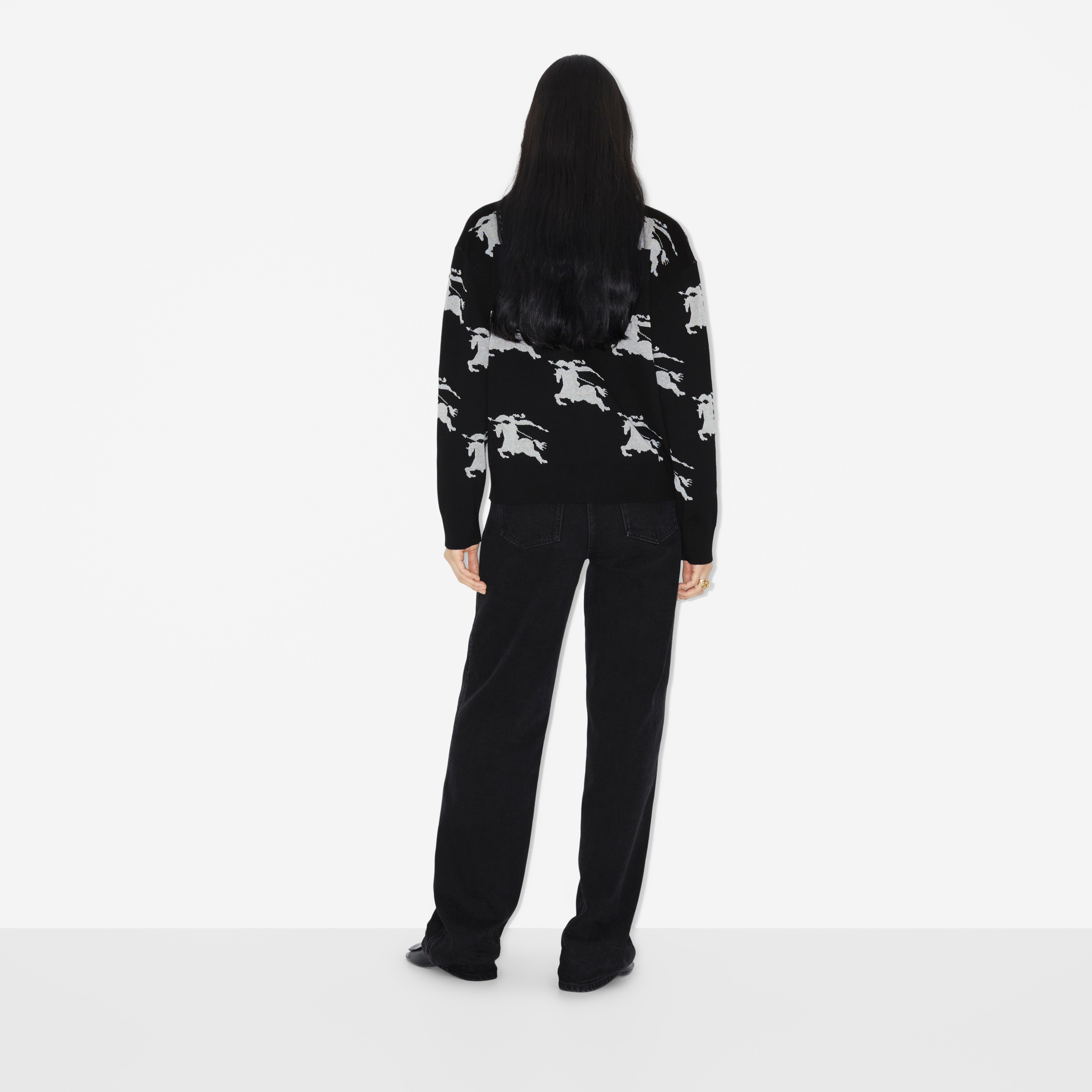 EKD Cotton Silk Cardigan in Black/white - Women | Burberry® Official - 4