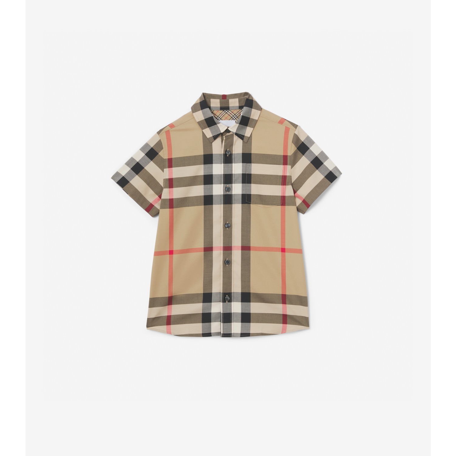 ショートスリーブ チェック ストレッチコットン シャツ (アーカイブベージュ) | Burberry®公式サイト