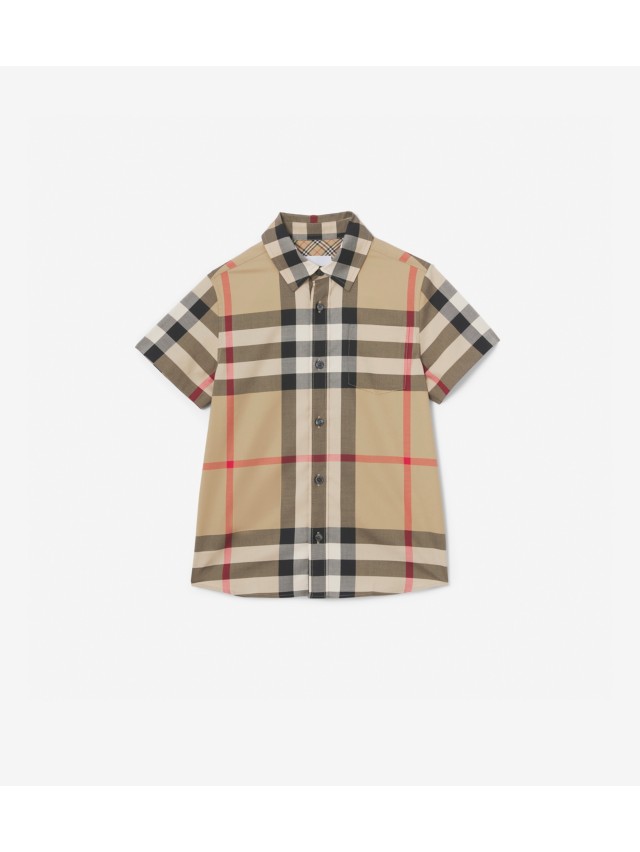 Burberry-Boys Beige Check Shirt