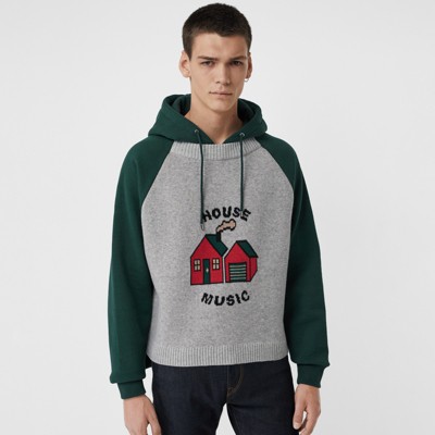House Jersey Sweat À Capuche vert En Avec Shirt Motif Forêt Intarsia Music HHCq0Z