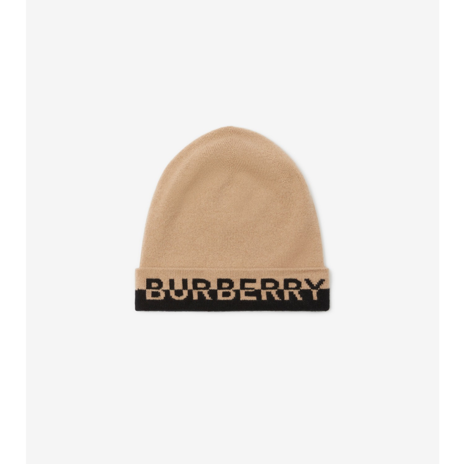 Logo Intarsia Cashmere Beanie in Archive beige/black - Men | Burberry® Official