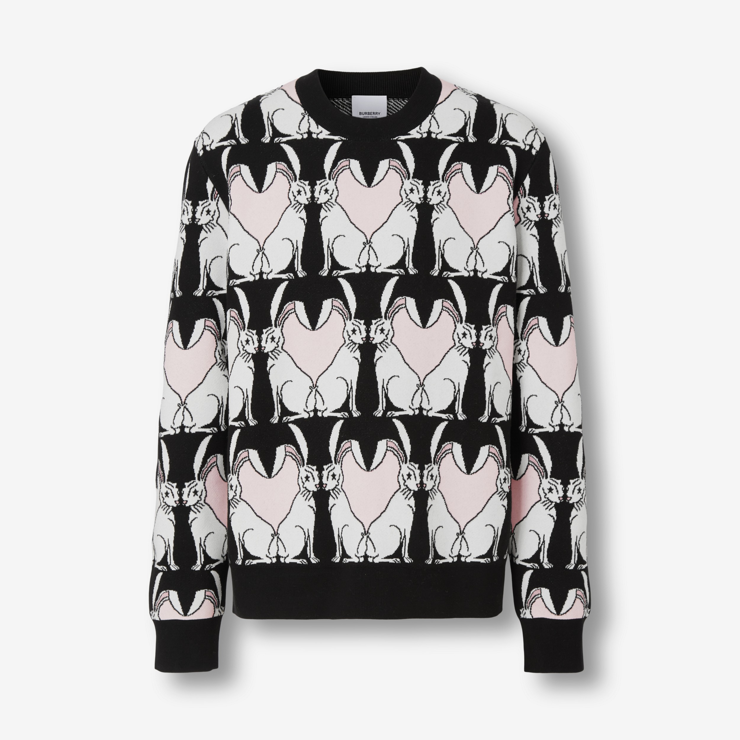 Suéter oversize de algodão e viscose com estampa de coelho (Preto) - Homens | Burberry® oficial - 1