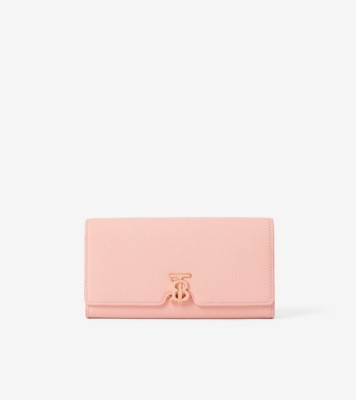 BURBERRY DUSTY PINK PEBBLED LEATHER CONTINENTAL WALLET - CRTBLNCHSHP