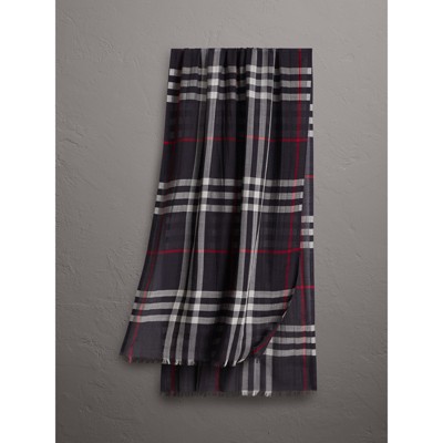 burberry navy check scarf