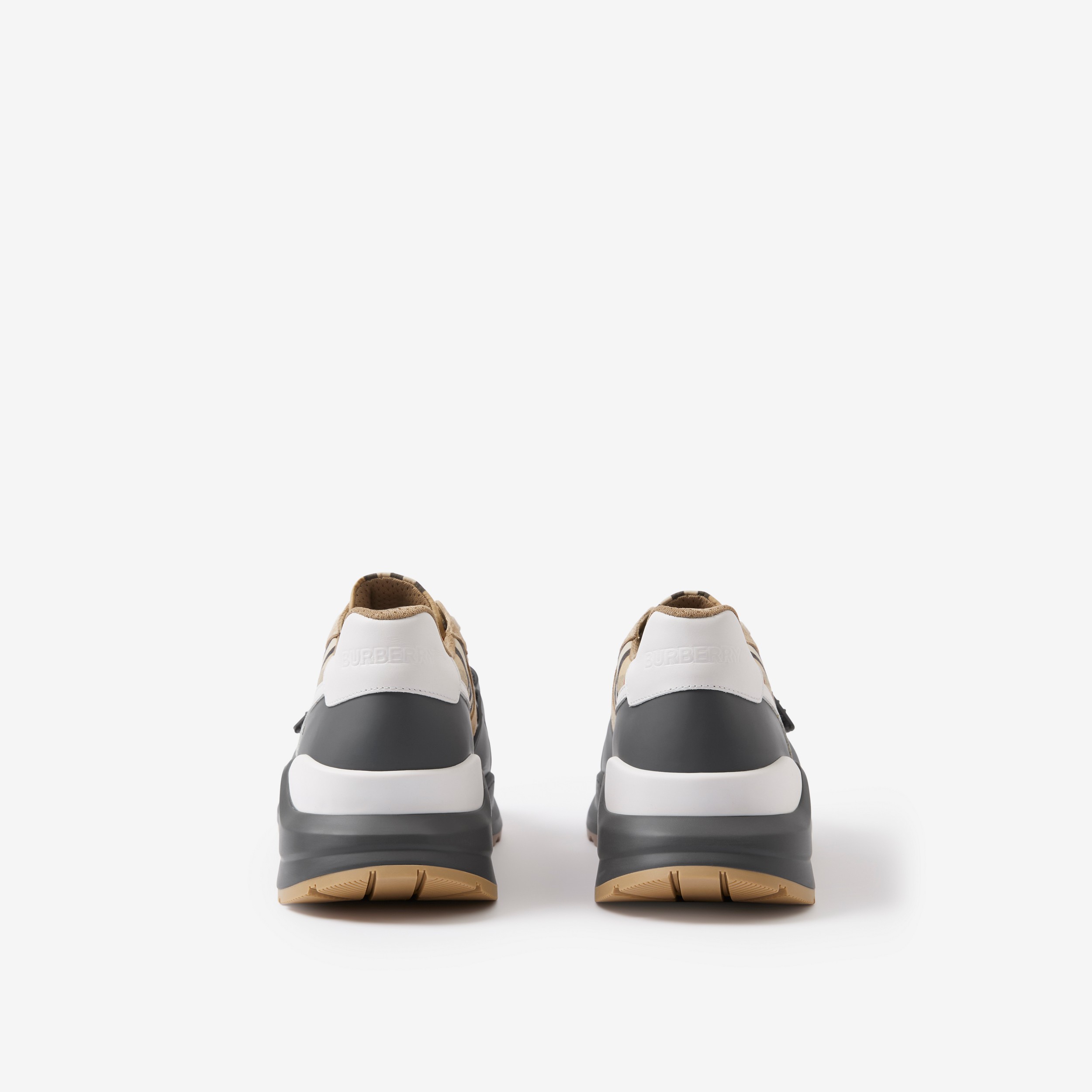 Vintage 格纹、麂皮拼皮革运动鞋 (灰色 / 典藏米色) | Burberry® 博柏利官网 - 3